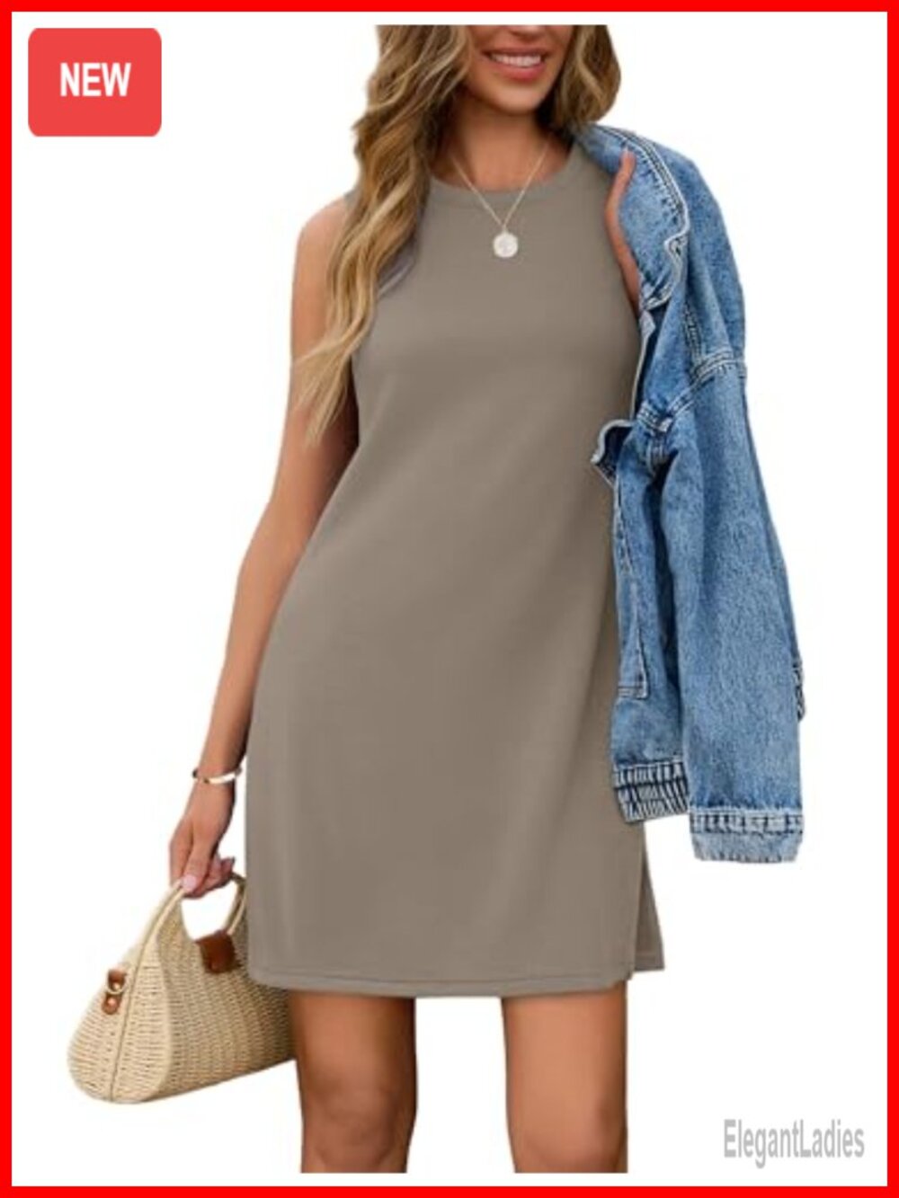 Women's Casual Summer Sleeveless Tank Dress Flowy A-Line Knee-Length Sundress